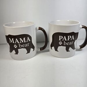 Mama and Papa Bear Mugs(2) 20 Oz Large Coffee Mug Tea Cup Parents Grandparents